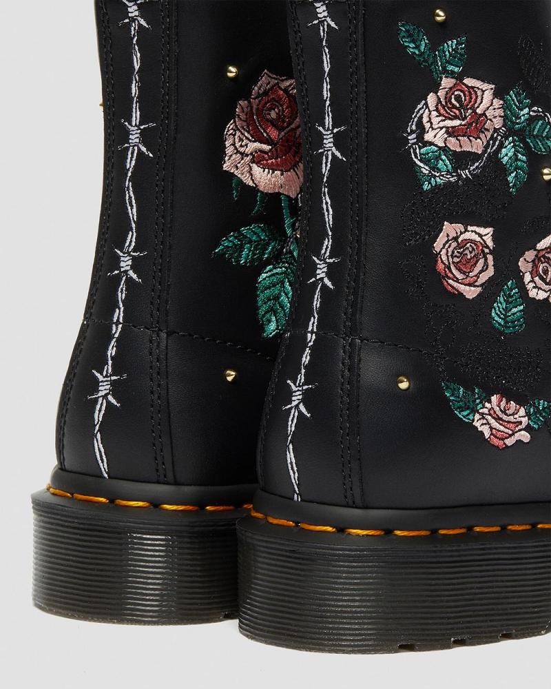 Dr Martens 1460 Vonda Floral Leren Veterlaarzen Dames Zwart | NL 564XYU